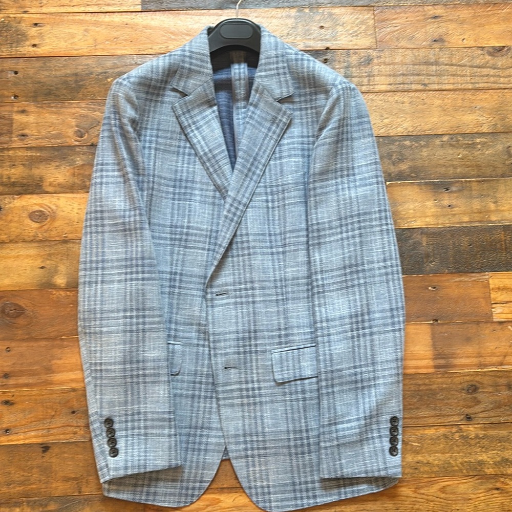 Bonobos 40R Slim Fit Unconstructed Sky Blue Sport Coat with Classic Plaid Design